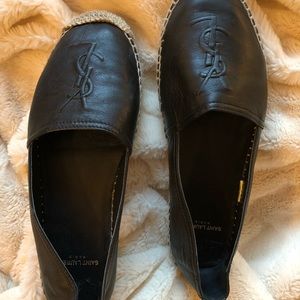 Saint Laurent Monogram Espadrille in blck leather